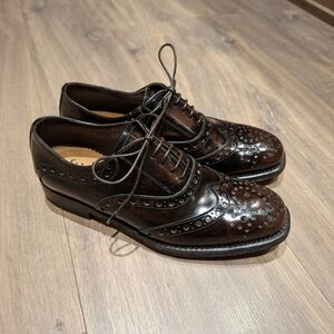 NWOT Fabi Women's Classic Brown Leather Oxfords with Broguing (Size EU 35/US 5)